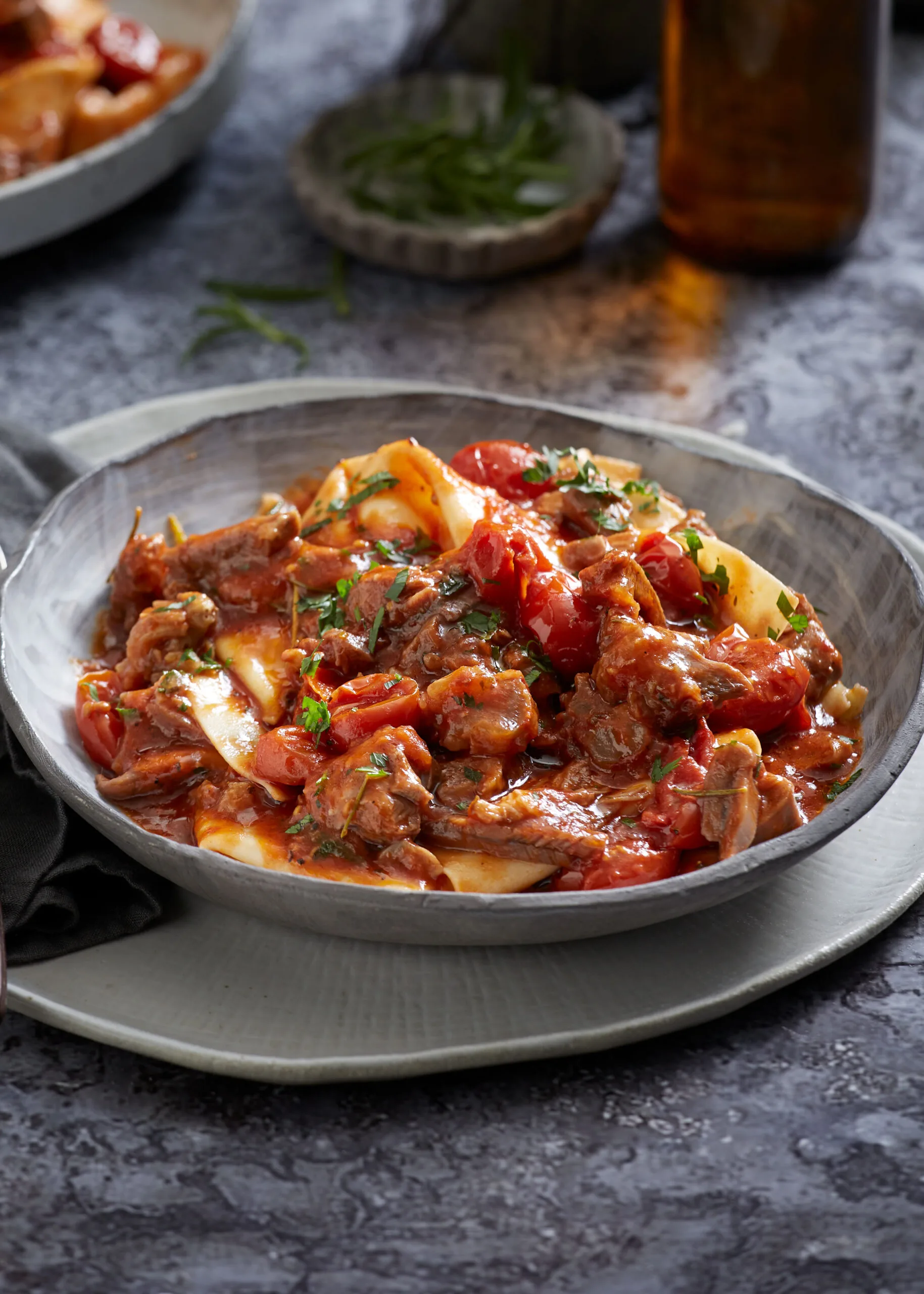 Lamb shank ragu with handkerchief pasta