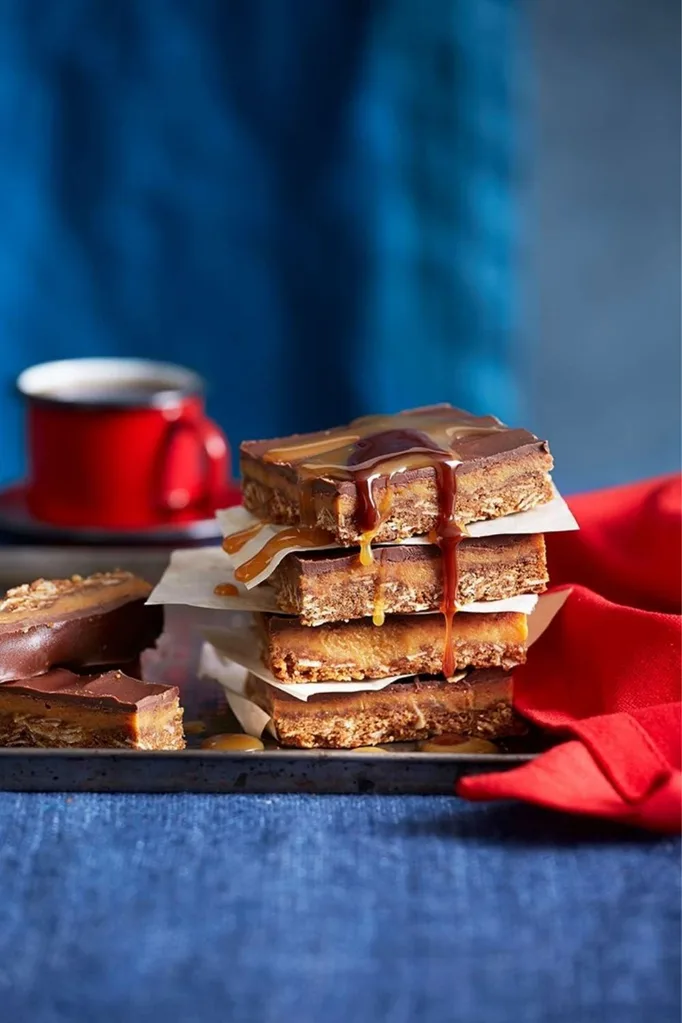 Chocolate caramel Anzac slice