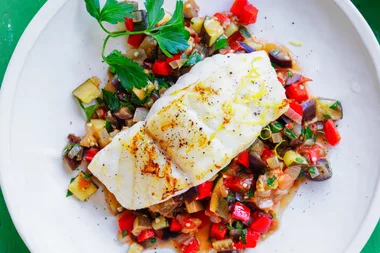 Fish with ratatouille