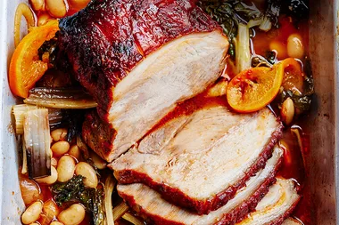 Harissa-crusted slow-cooked pork shoulder