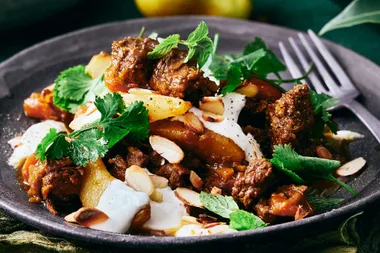 Beef tagine with pears, ginger and almonds
