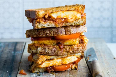 Haloumi, harissa and honey toastie