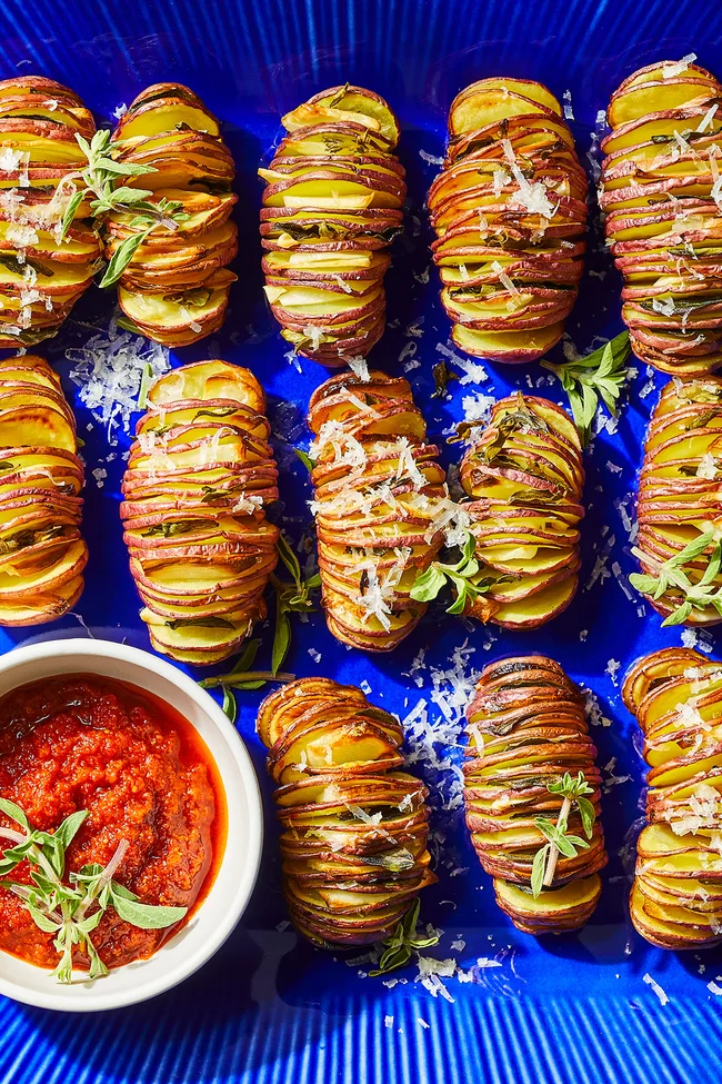 Garlic herb hassellback air-fried new potatoes