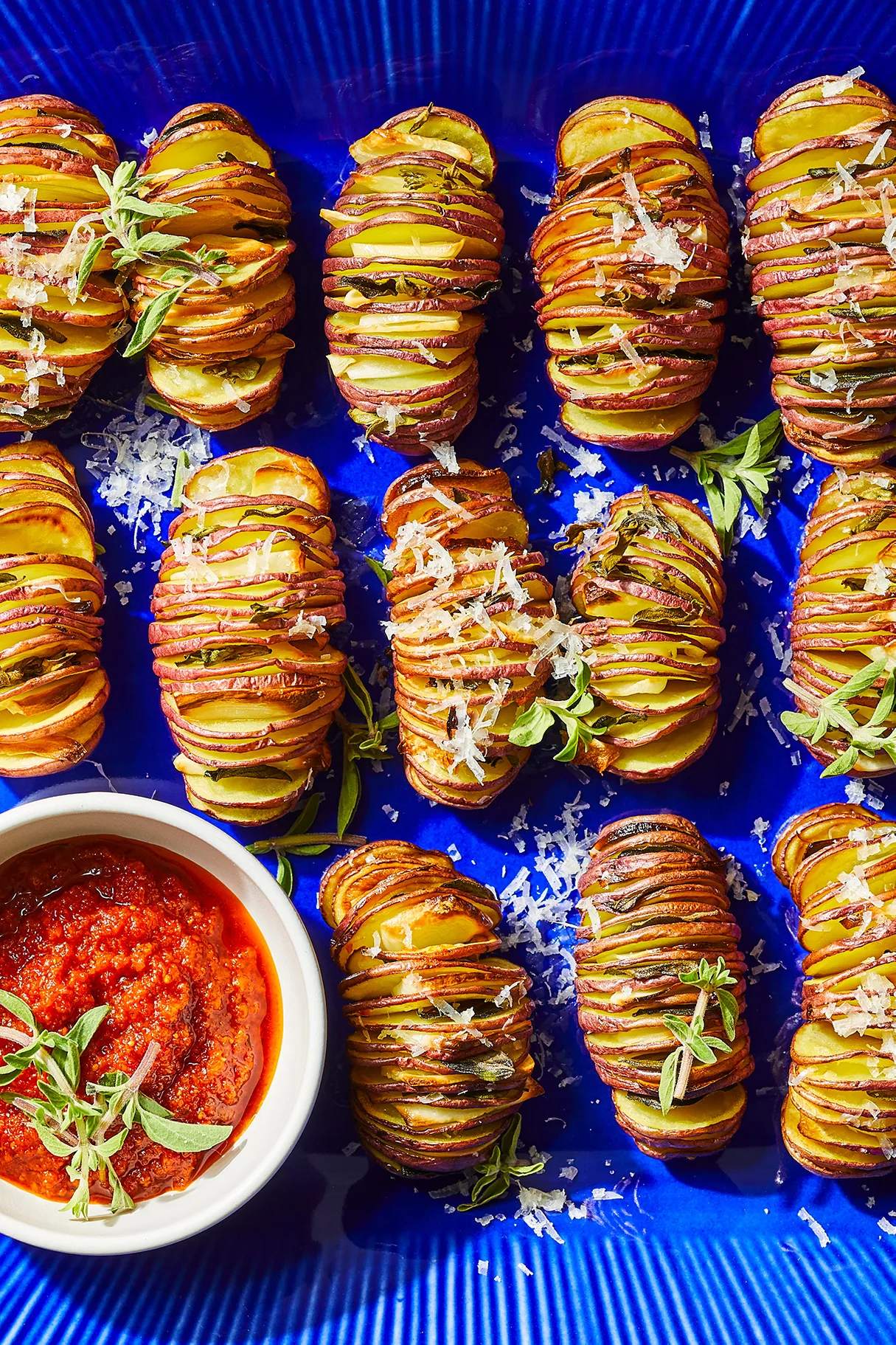 Garlic herb hassellback air-fried new potatoes