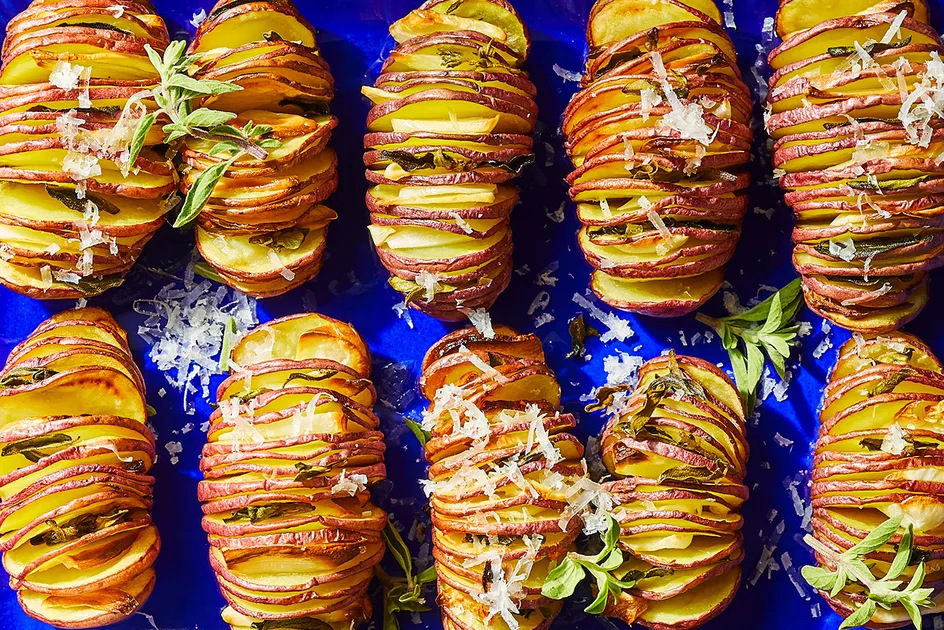 Garlic Herb Hasselback New Potatoes Recipe - Better Homes &amp; Gardens Australia