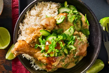 Slow-cooked curried chicken drumsticks