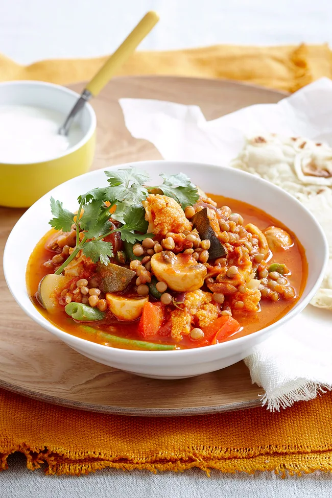 Vegetable and lentil curry