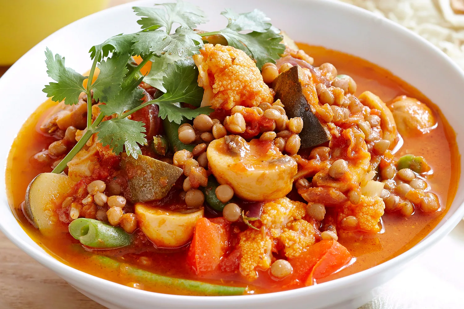 Vegetable and lentil curry.