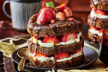 Warm gingerbread sponge stack