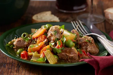 Lamb, vegetable and olive stew