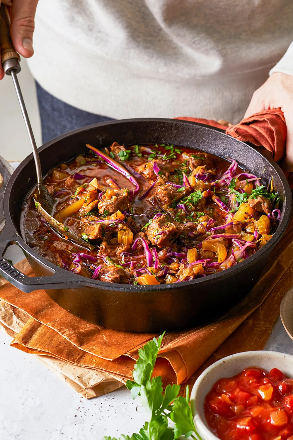 Lamb and cabbage Irish-ish beer stew