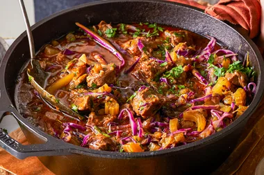 Lamb and cabbage Irish-ish beer stew