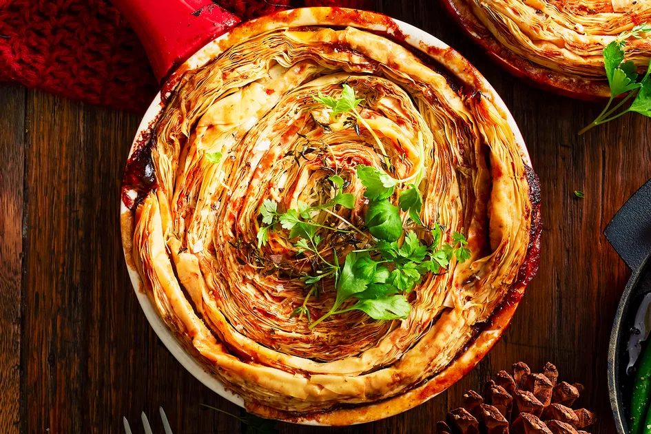 French onion lamb shank pies with herby cheese pastry twists recipe Recipe | Better Homes & Gardens 