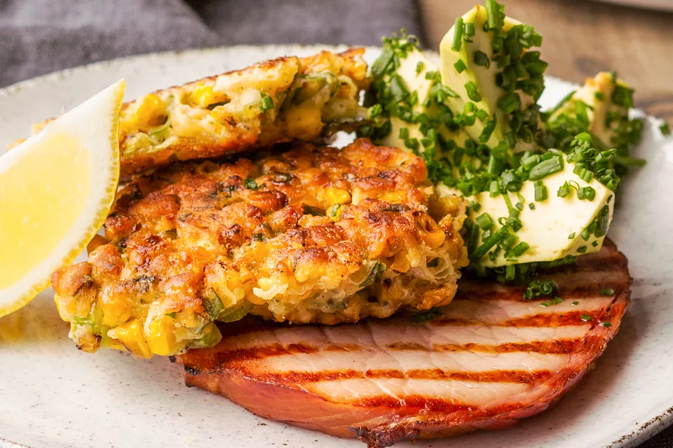Corn Fritters with Ham and Avocado Recipe - Better Homes & Gardens Australia