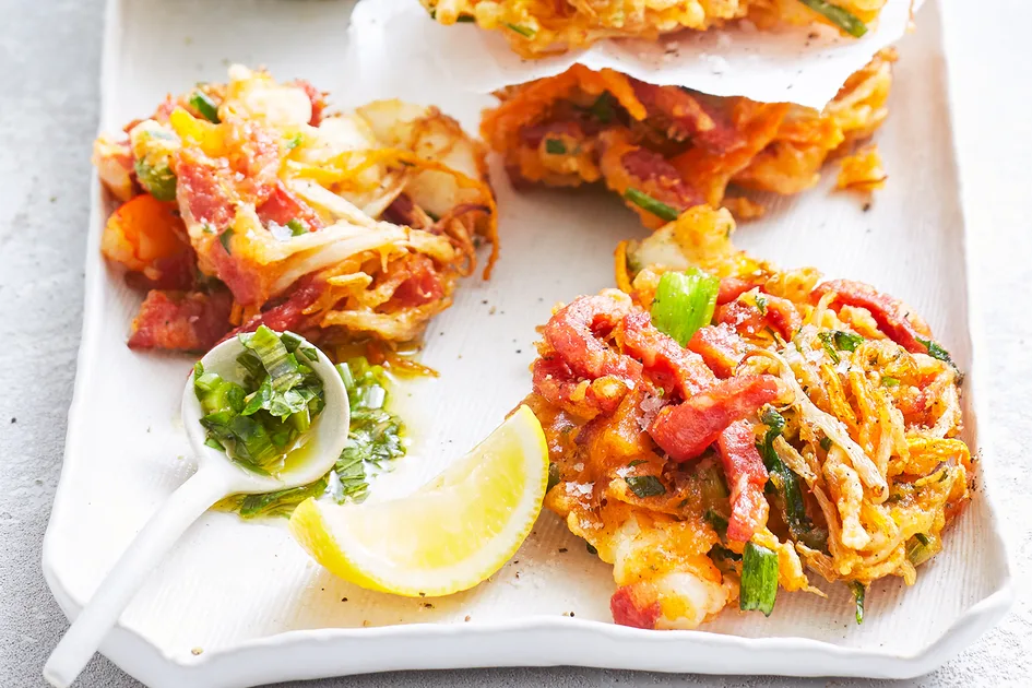 Prawn and chorizo fritters recipe Recipe - Better Homes & Gardens Australia