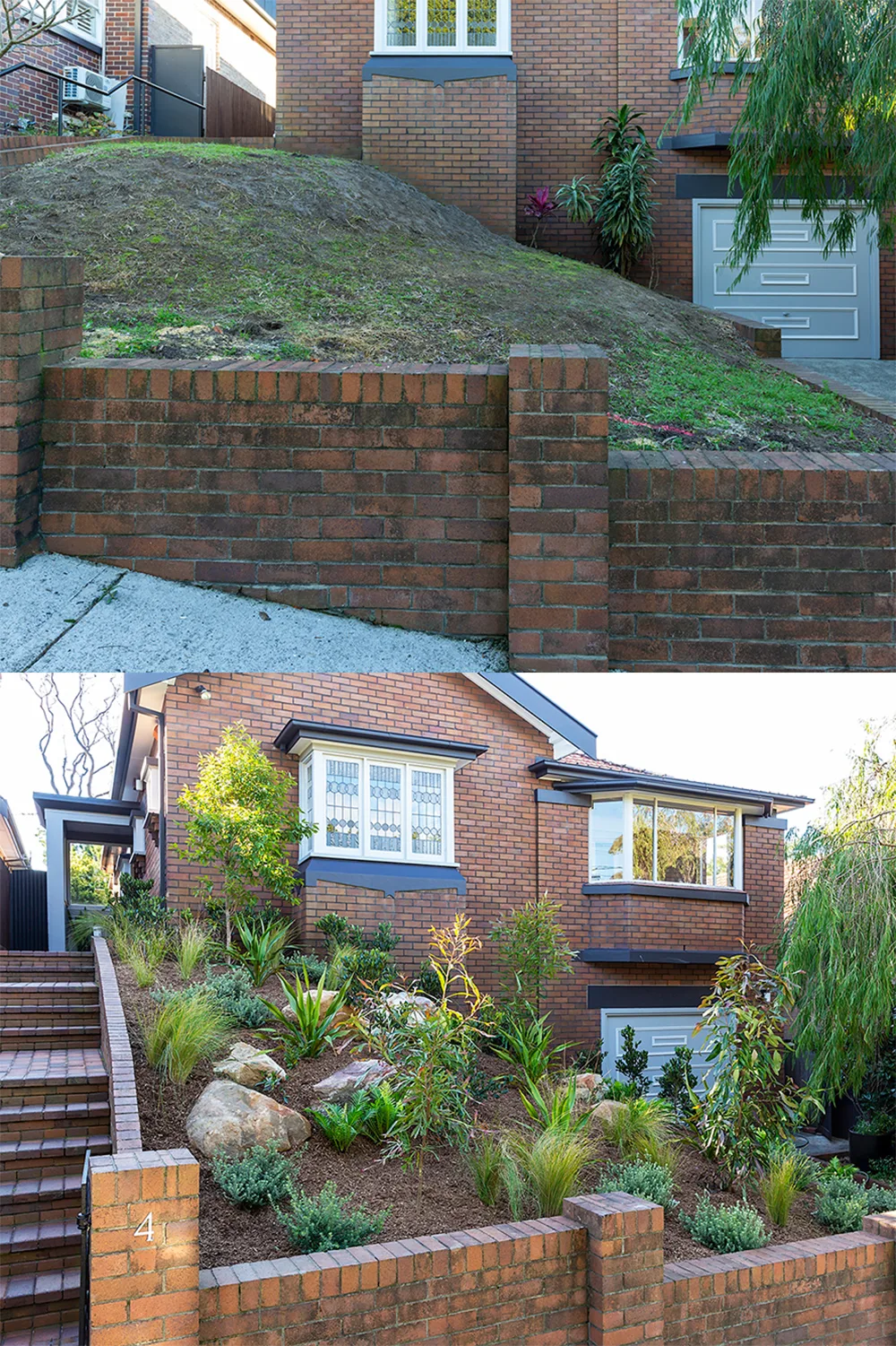 slope garden solution before and after