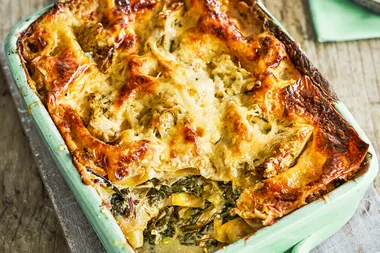 Leek and greens lasagne