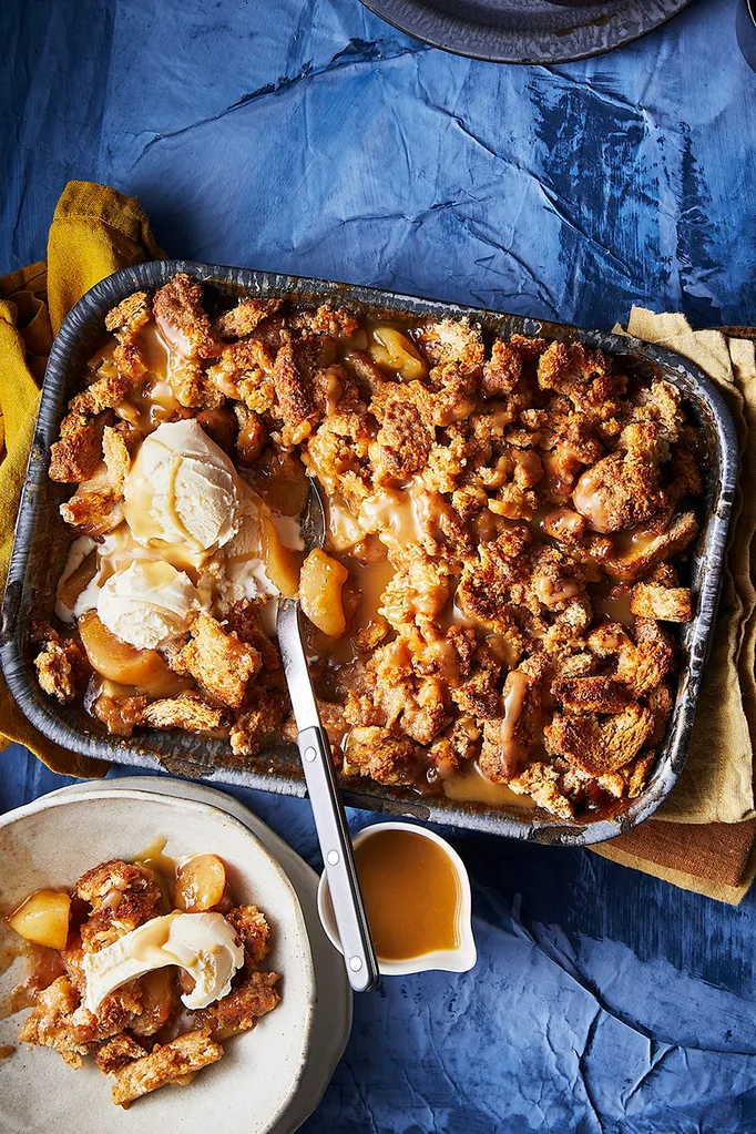 Ed’s pear and apple Brown Betty and salted butterscotch
