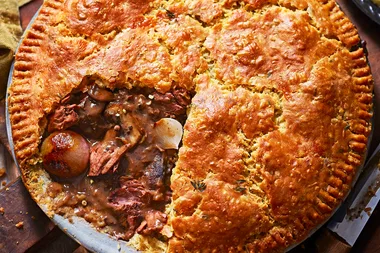 Beef, mushroom and red wine pie