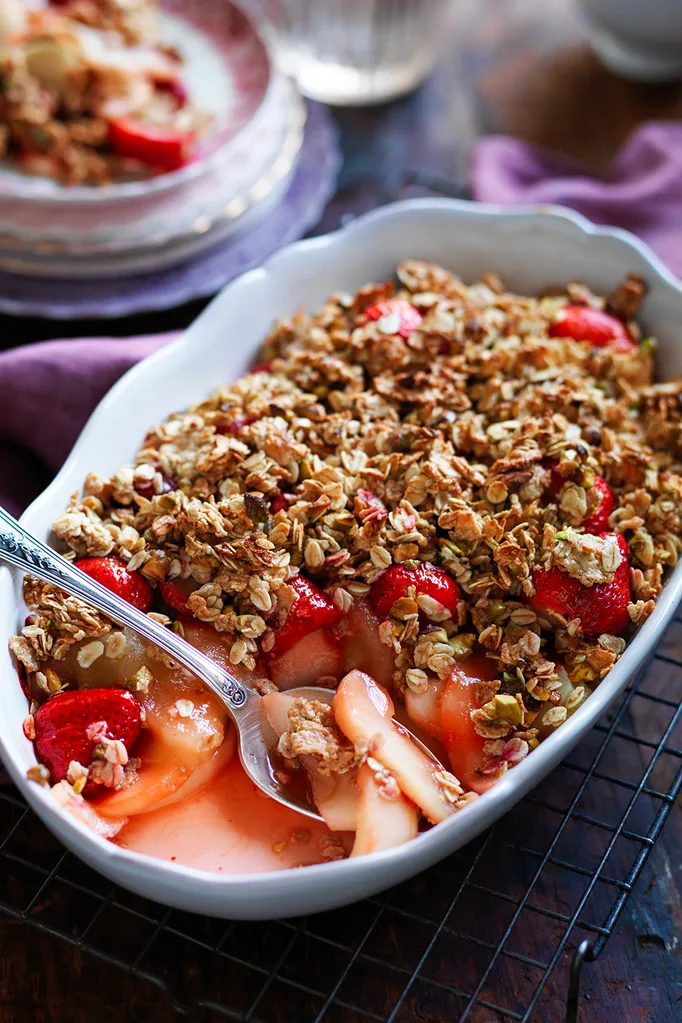 Strawberry and apple crumble