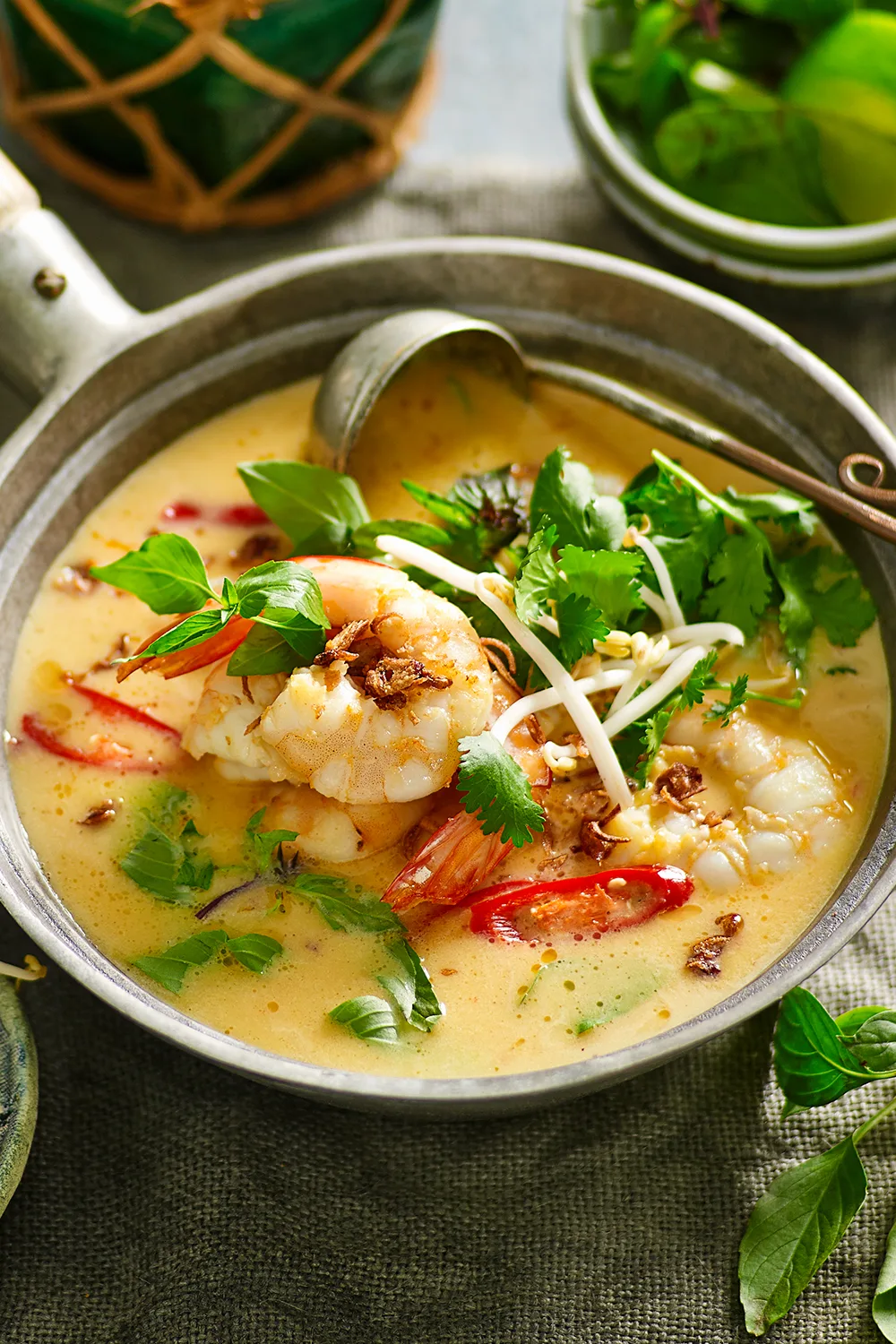 Thai-style pumpkin and prawn soup