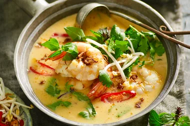 Thai-style pumpkin and prawn soup