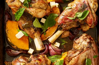 Slow-roasted Greekstyle lamb shanks