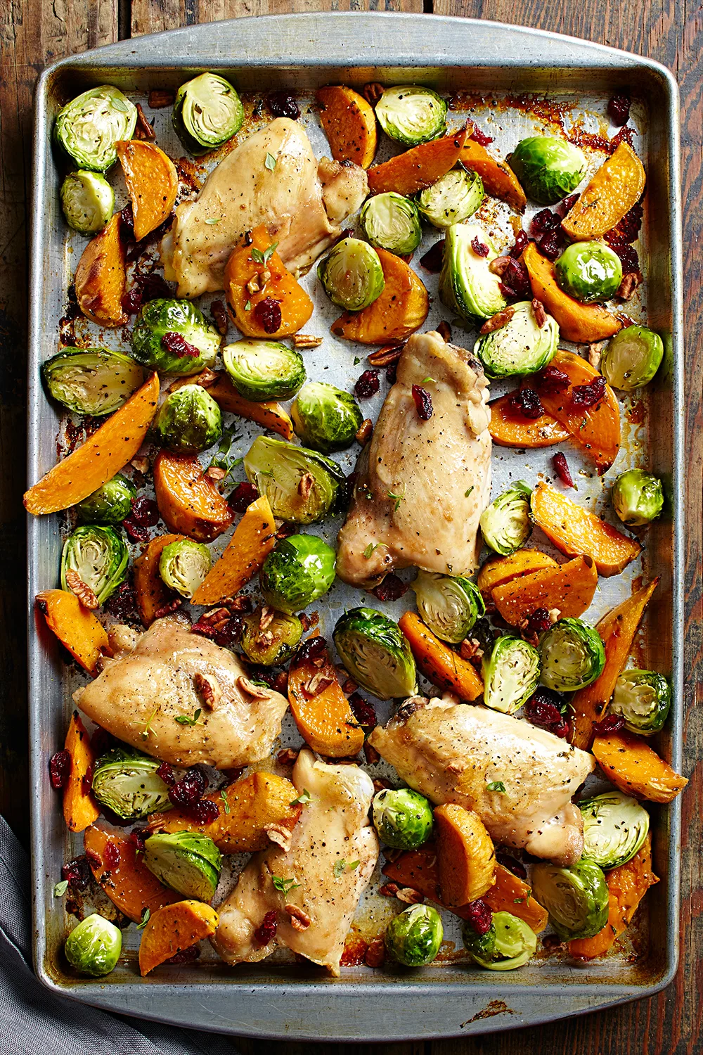 Maple-roasted oven baked chicken thighs