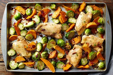 Maple-roasted oven-baked chicken thighs