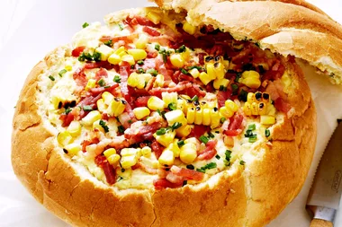 Creamed corn, cheese and bacon cob.