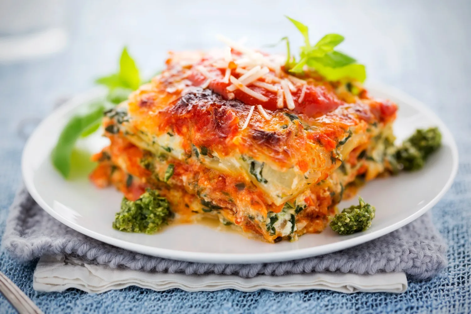 Spinach and ricotta lasagne.