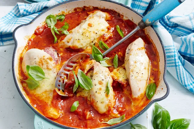 chicken involtini cooking on stove