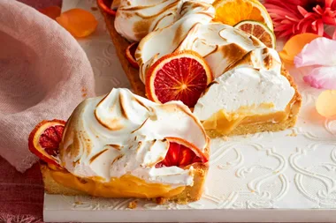 Blood orange meringue tart