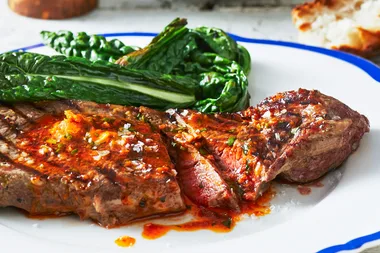 Barbecued porterhouse with gochujang butter