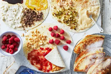 Dessert tortillas in three flavours