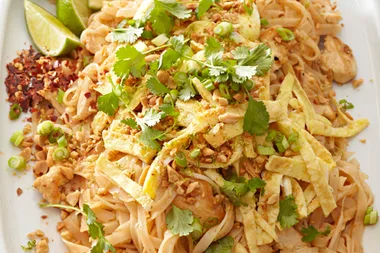 Leftover barbecue chicken pad thai
