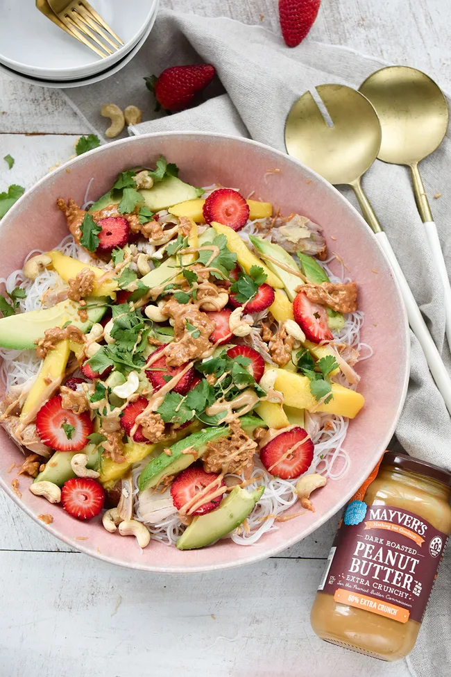 Chicken vermicelli, mango and peanut summer salad
