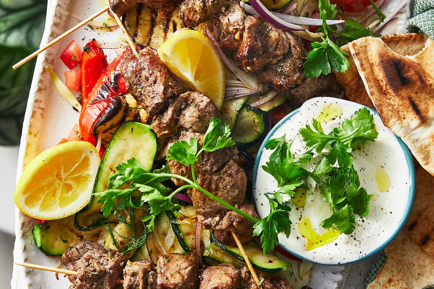 Lamb and vegetable souvlaki-image