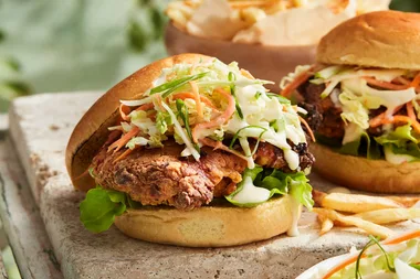 Southern air fried chicken and slaw rolls