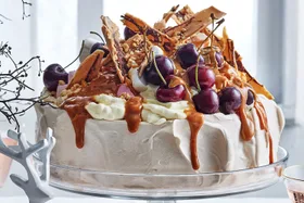 Choc-caramel rocky road pavlova