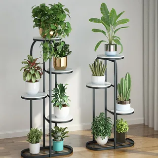 Black round plant rack flowerpot storage display