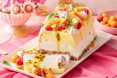 Passionfruit, lime and pineapple sorbet ice-cream cake