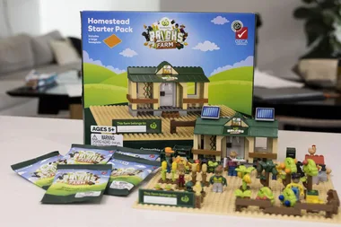 100% recycled plastic Bricks Farm collectables are available at a Woolies near you