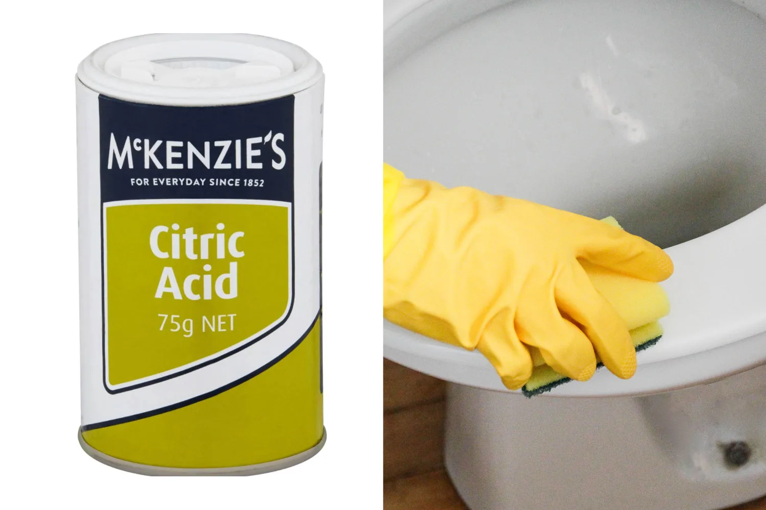 Using citric acid to clean stains from a toilet can save time and money.