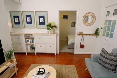 Juliet’s storage solution for a narrow hallway