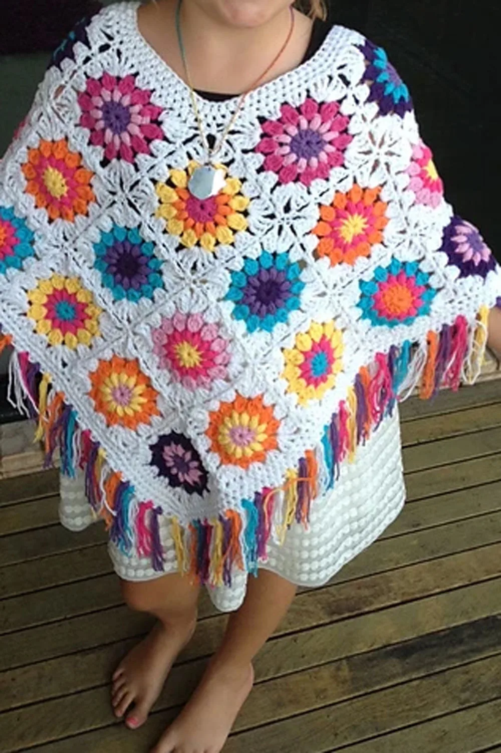 free crochet patterns flower poncho