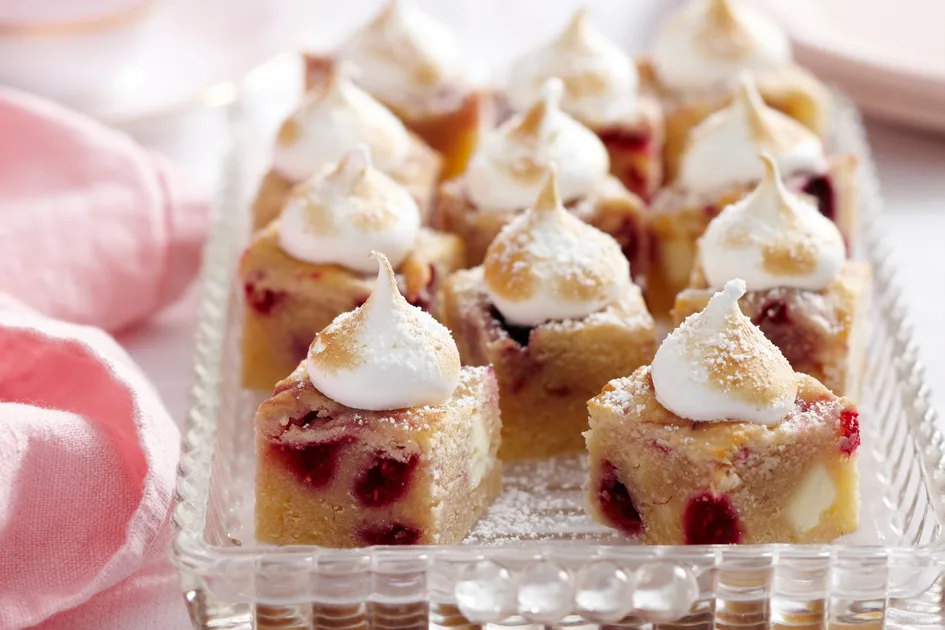 Raspberry Meringue Blondies Recipe Recipe - Better Homes & Gardens Australia