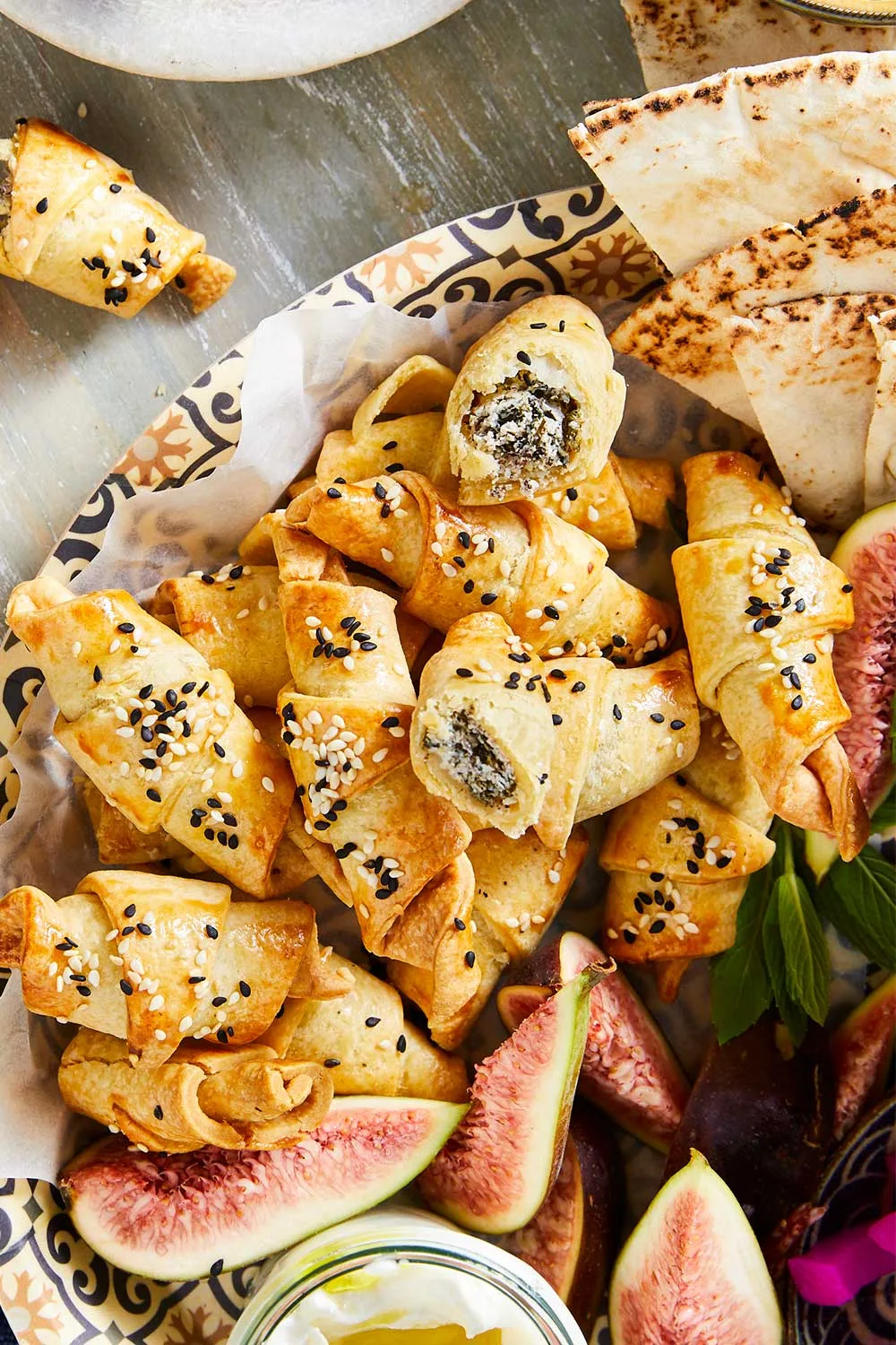 Spinach, feta and lemon pasties