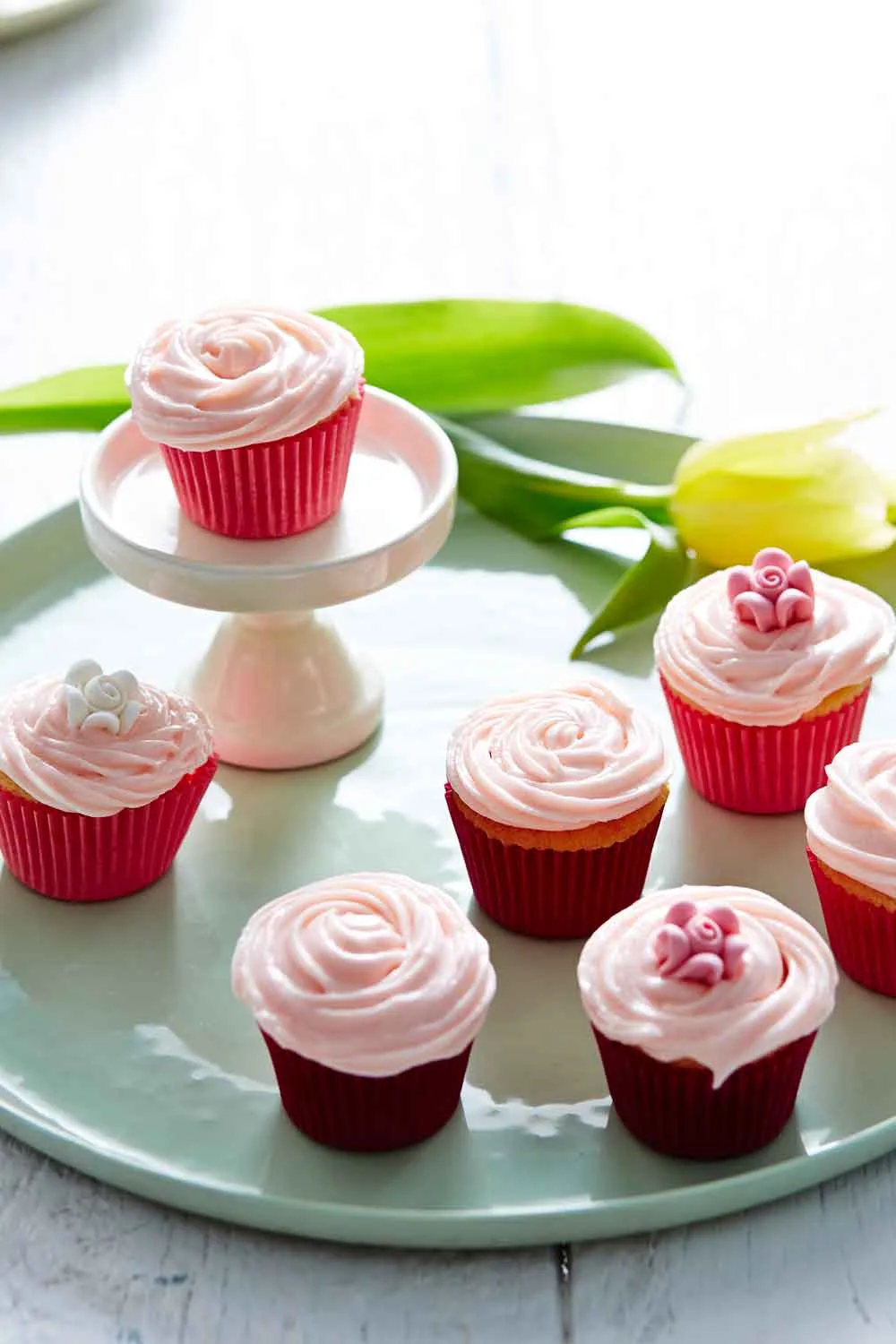 Rosewater white chocolate mini cupcakes