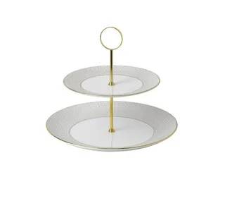 Wedgwood gio gold two-tiered cake stand